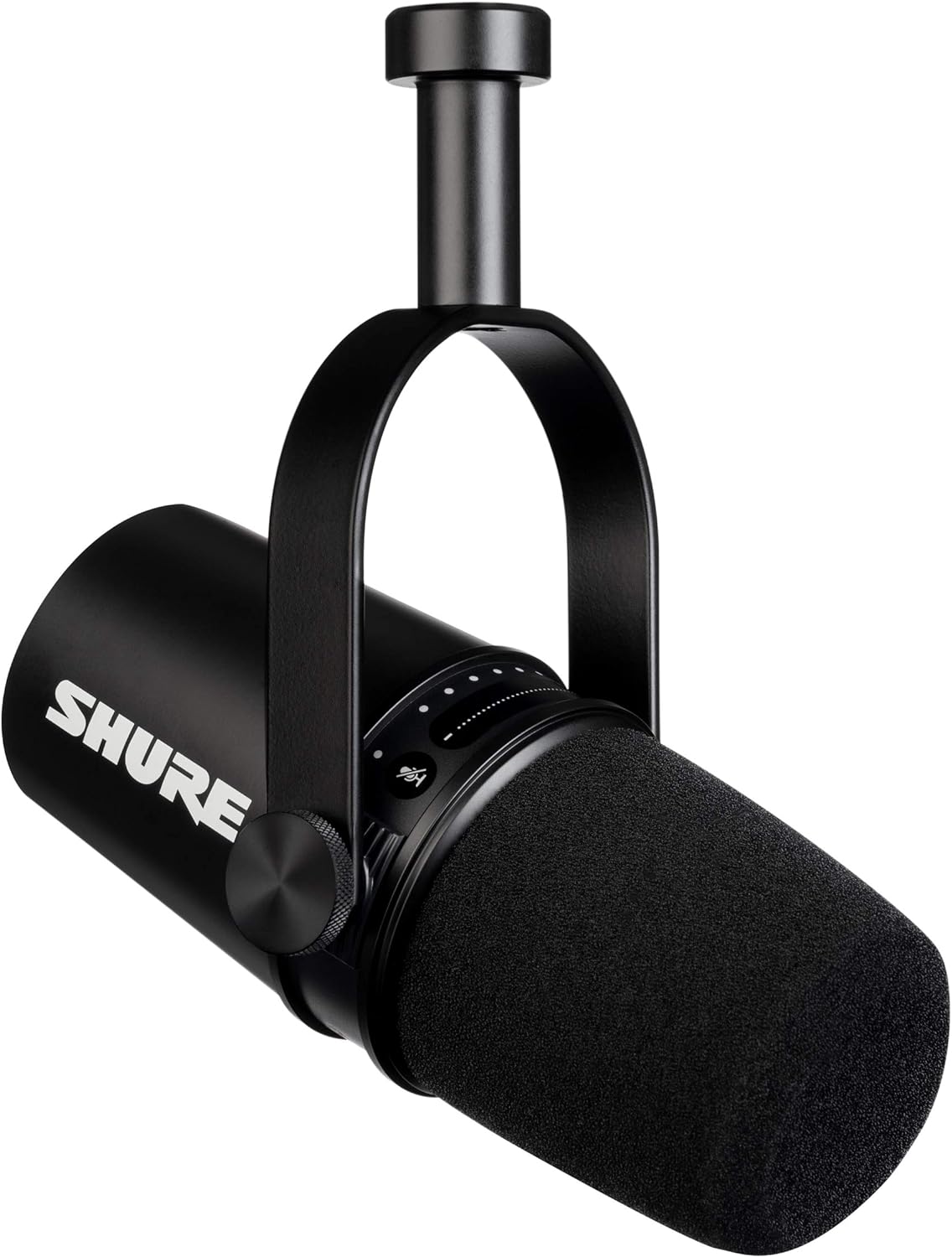 Shure MV7 USB Microphone with Tripod, for Podcasting, Recording, Streaming & Gaming, Built-In Headphone Output, All Metal USB/XLR Dynamic Mic, Voice-Isolating Technology, TeamSpeak Certified - Black