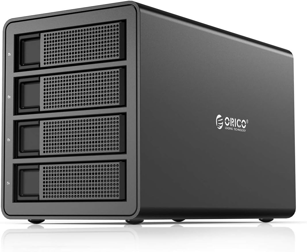 ORICO 5 Bay USB 3.0 to SATA External Hard Drive Enclosure Support 80TB, 2.5/3.5 inch HDD SSD Enclosure Built-in 150W Power/Dual Chip for Enterprise Data Storage Backup, Server Expansion (No RAID)