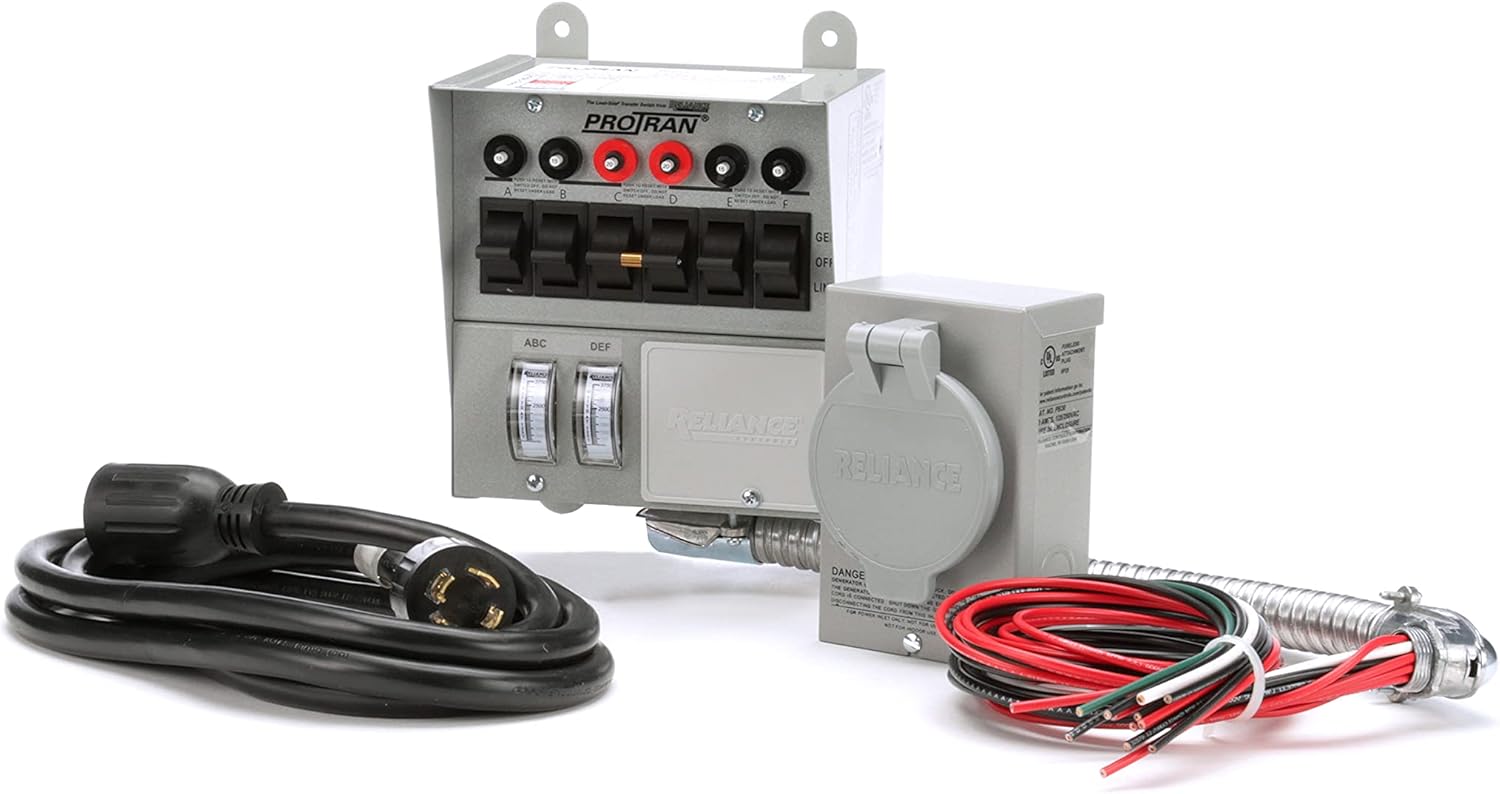 Reliance Controls Corporation 31406CRK 30 Amp 6-circuit Pro/Tran Transfer Switch Kit for Generators (7500 Watts).,Gray