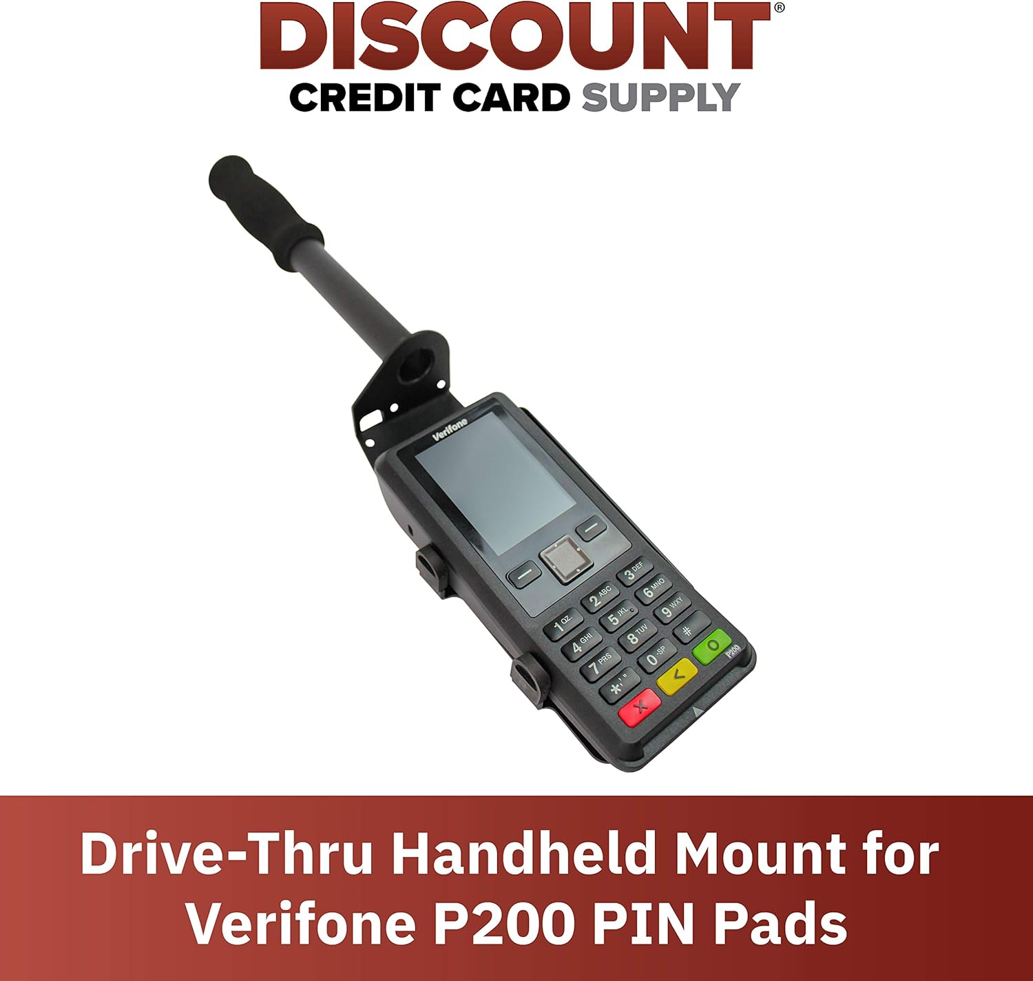 DCCStands Drive-Thru Handheld Mount for Verifone P200 PIN Pad, Black