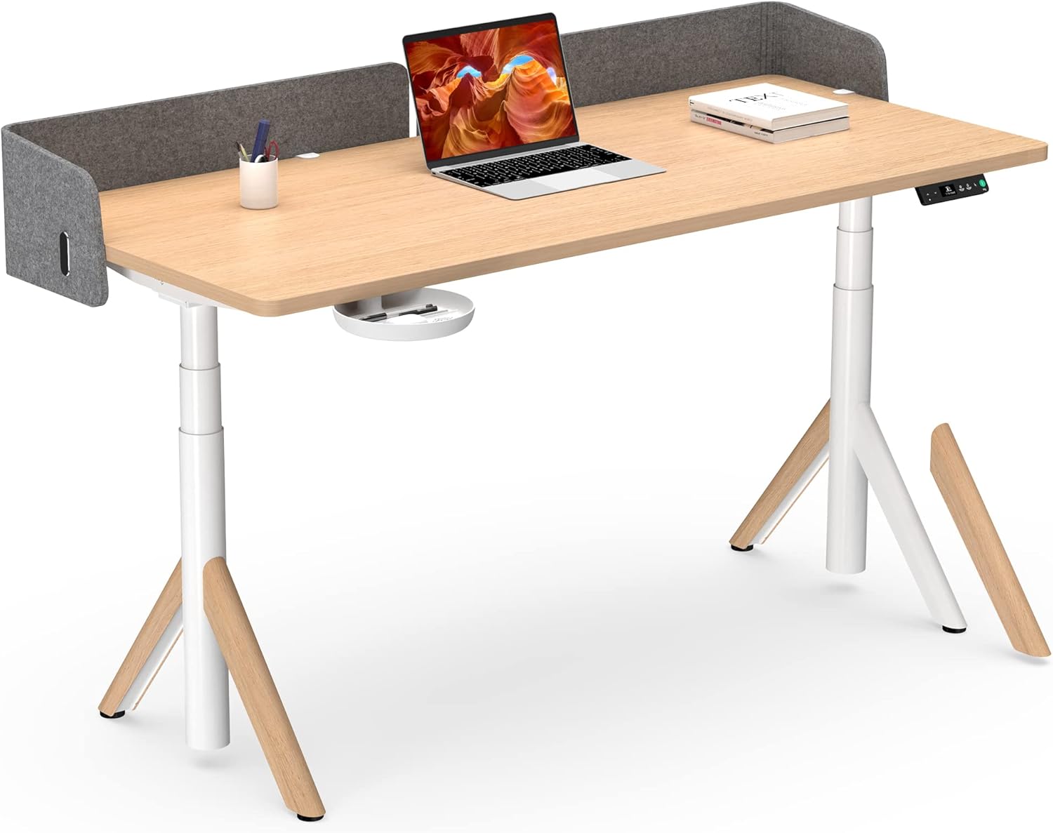 HOO Dual Motor Electric Standing Desk, 48x24 Stand Up Desk with Smart Handset Control, 3-Stage Adjustable Height Sit to Stand Workstation Desk for Home Office, Quick Assembly Ergonomic Desk