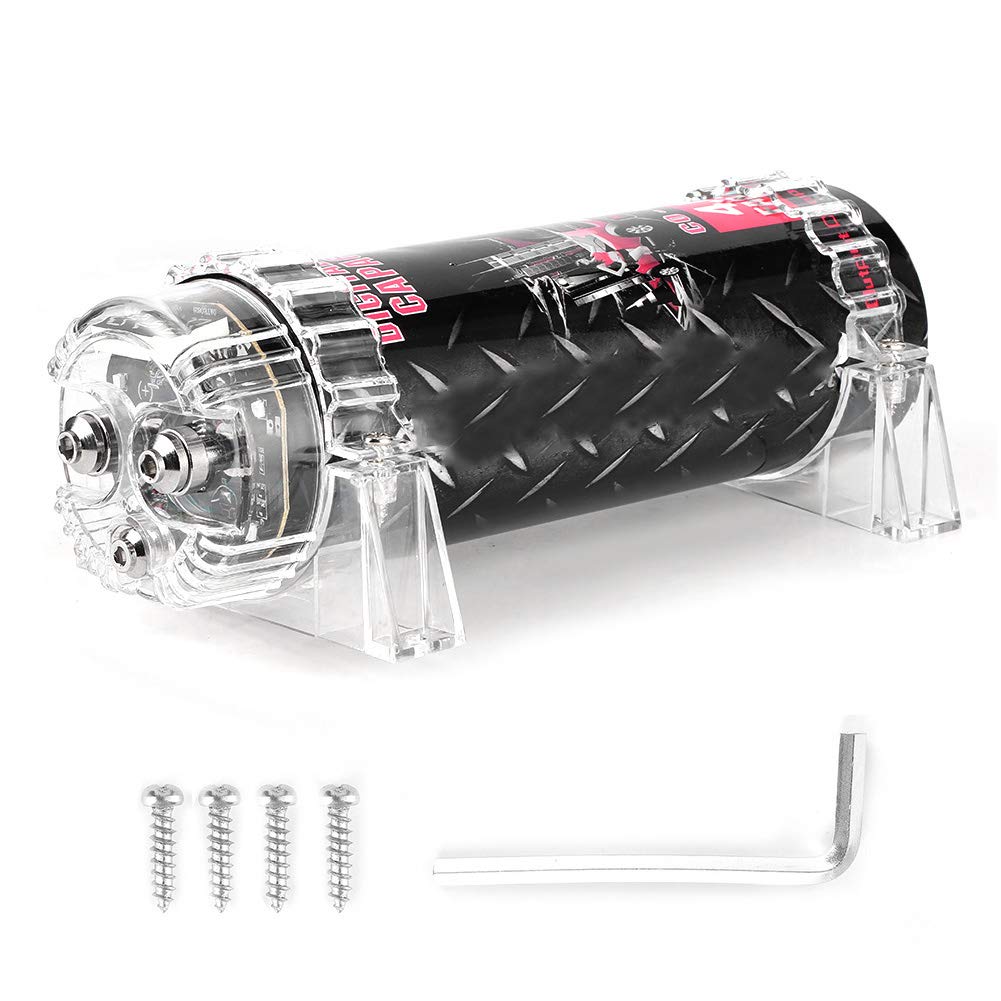 Acouto 4 Farad Power Capacitor Aluminium Alloy 4 Farad Car Audio Power Capacitor LED Voltage Display Power Cap Car Audio Amplifier Car Amplifier Capacitors Pack of 2