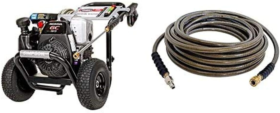 Simpson Cleaning MSH3125 MegaShot Gas Pressure Washer Powered by Honda GC190, 3200 PSI at 2.5 GPM, (49 State) + Simpson Cleaning 41030- 3/8