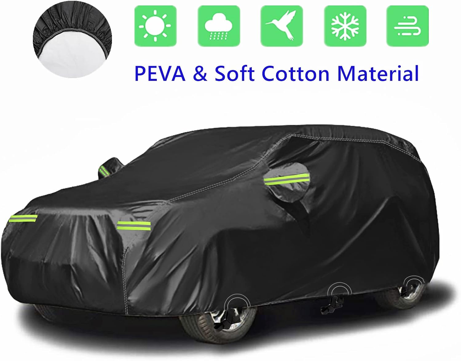 NEVERLAND Waterproof SUV Cover,Black All Weather Sun UV-Proof Dustproof Windproof Scratch Resistant Protection fit SUV Cover Length up to 179