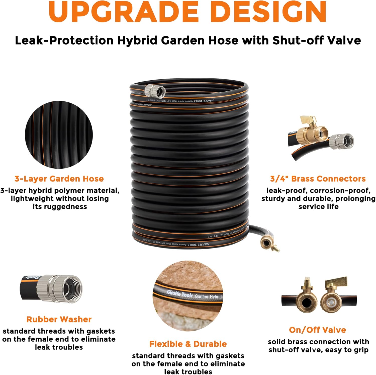 Giraffe Tools Hybrid Garden Hose 50 ft x 5/8