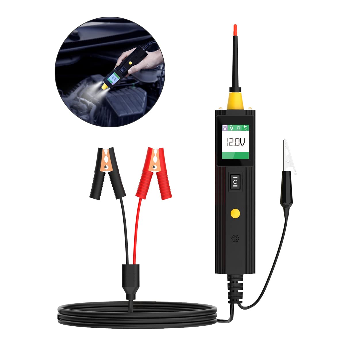 Power Circuit Probe Tester Kit with 6m/20ft Extension Cable, Automotive Circuit Tester with LED Test Light, 9-30V Car Electrical Tester Circuit Breaker Finder, Battery/Voltage/Multimeter/Relay Tester