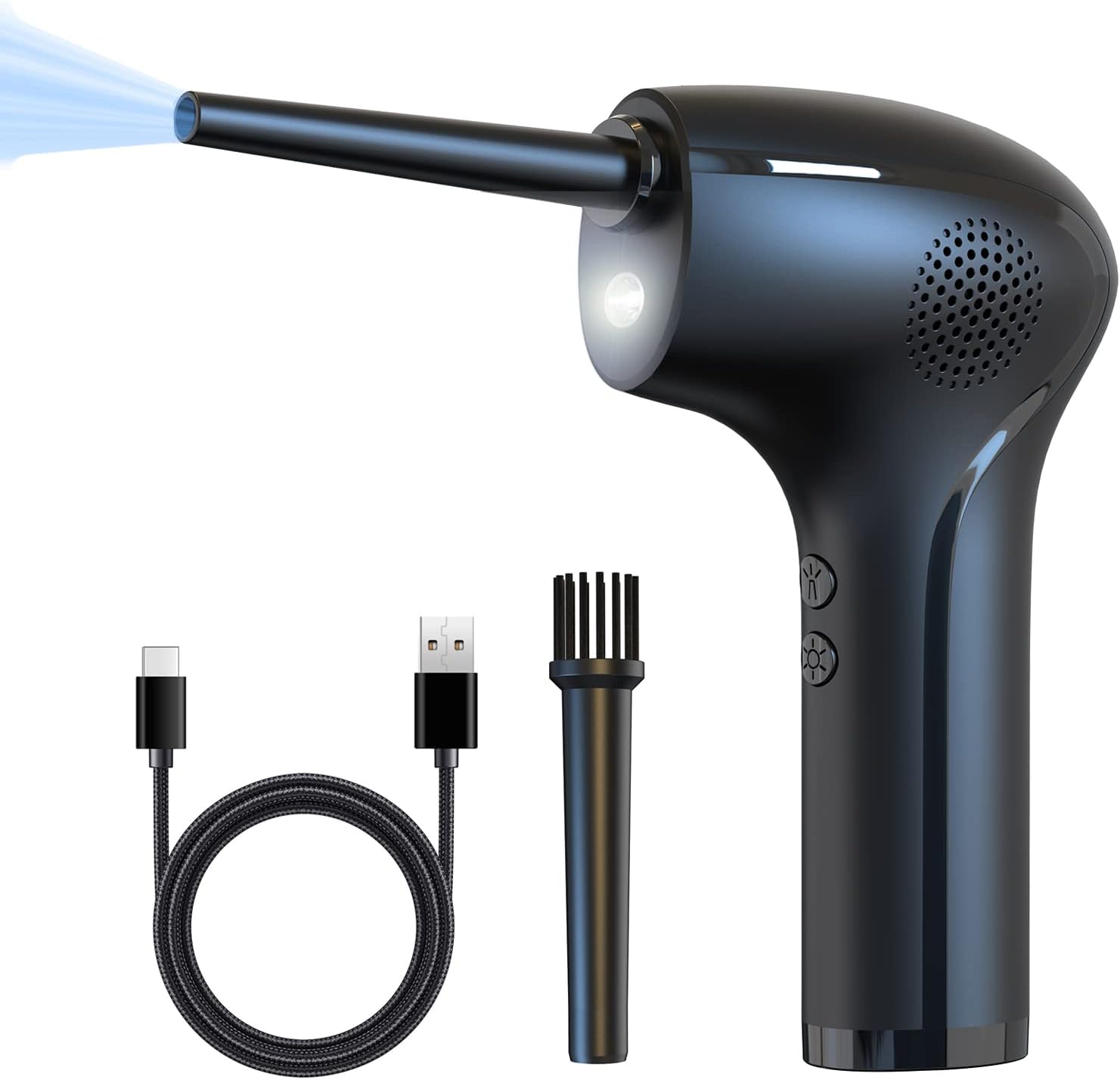 BEICHEN Electric Air Duster, Cordless Air Can Duster with Led Light, 45000 RPM and 35000 RPM Compressed Air Duster Spray Cleaner for Computer Keyboard Electronics Cleanig, 6000mAh, 10W Fast Charging Pack of 2