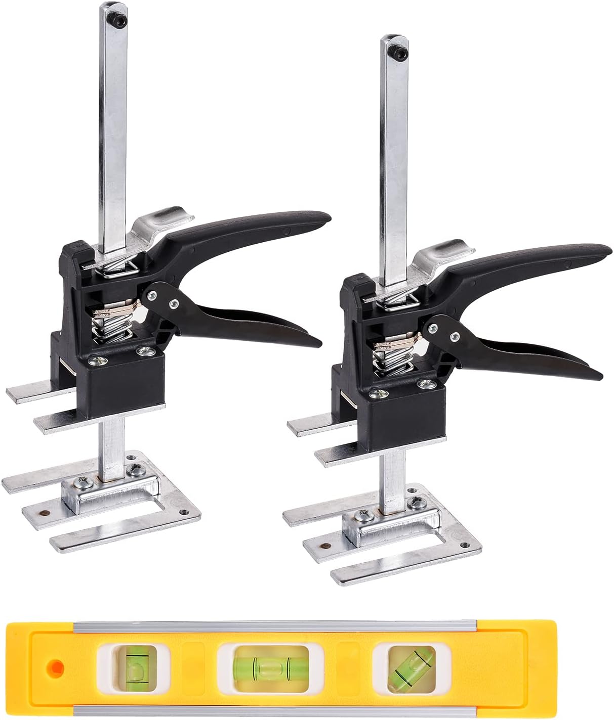MiiMoo Labor Saving Arm Jack 2 Pack 12 Inch Hand Jack Lift Tool with Spirit Level, Door Panel Lifting Cabinet Jack Board Lifter for Floors Doors Cabinet Installation Pack of 2