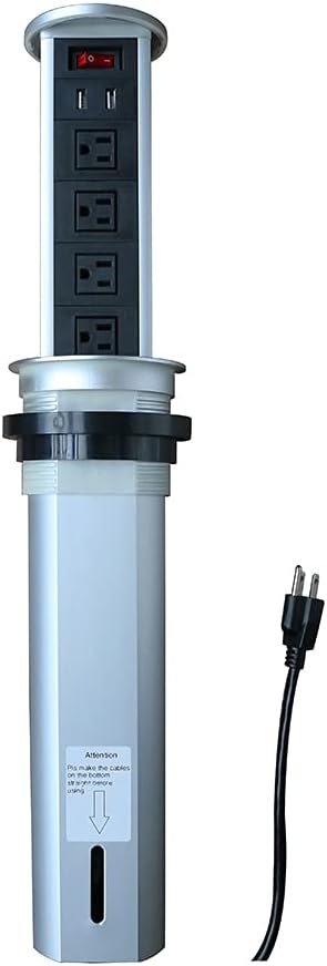 Zeshan Pop up Outlet with Wireless Charger for Kitchen countertop 4 US Power USB Ports for Hotel/Office/Conference Table/Countertop Black