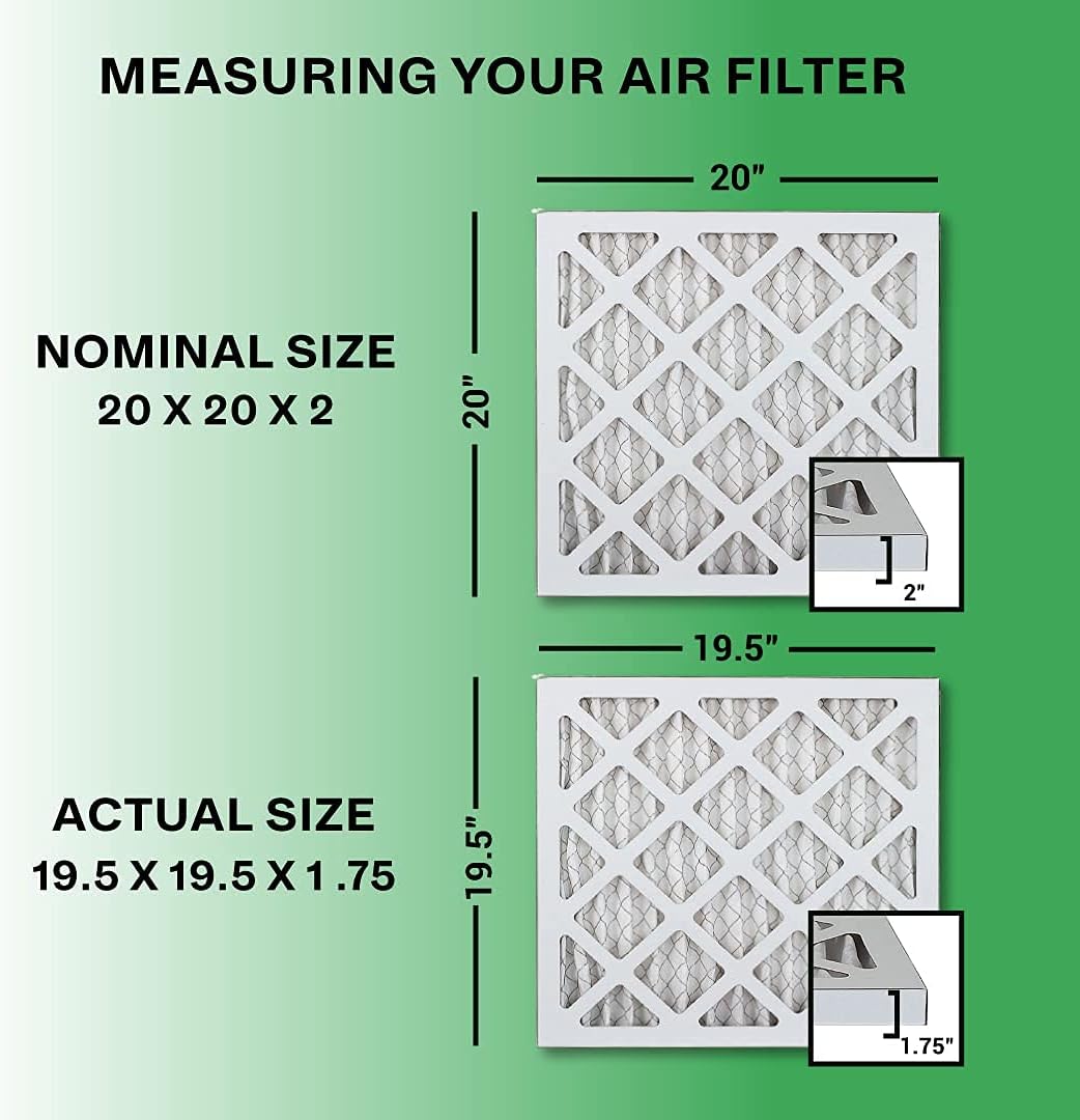 Filterbuy 20x20x2 Air Filter MERV 8, Pleated HVAC AC Furnace Filters (12-Pack, Silver)