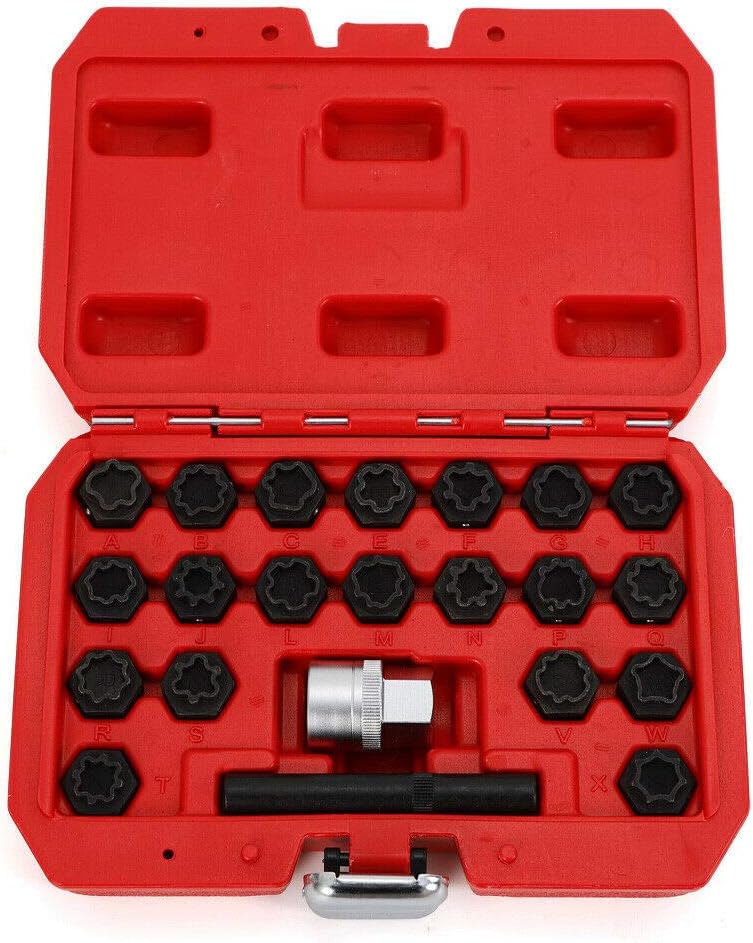 LYNICESHOP Car Wheel Lock - 22Pc Wheel Locking Key Anti-Theft Wheel Rim Lug Nut Master Removal Set - Anti-Theft Removal Tool Pack of 2