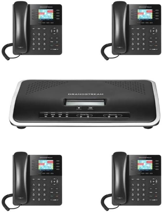 Grandstream GXP2135 IP Phone 4-Units with UCM6202 2 Port IP PBX Gigabit…
