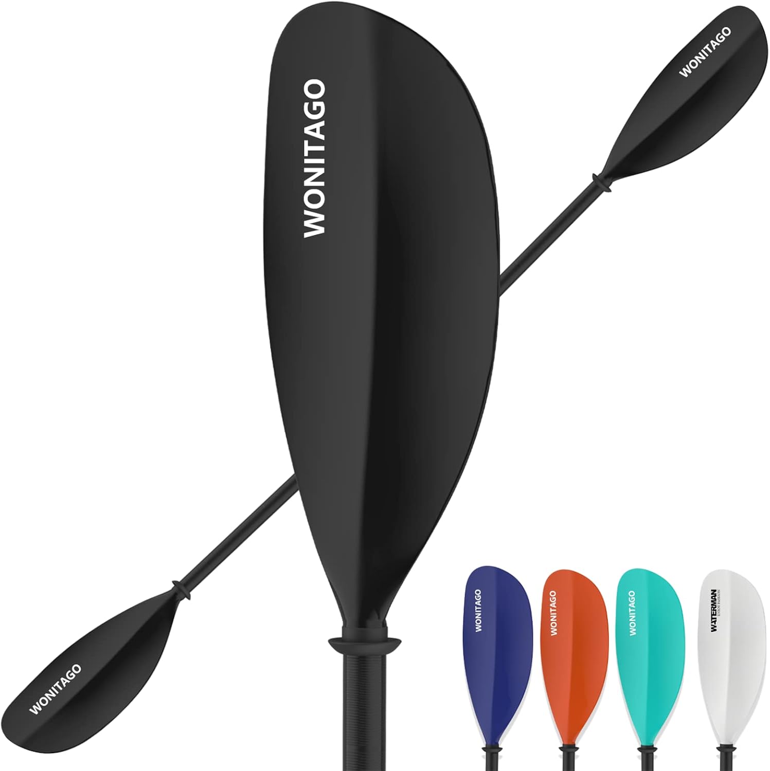 WONITAGO Kayak Paddles Fiberglass Paddle with Nylon Blades, Floating Adjustable Kayaking Oars, 3 Piece, 210-230cm, 230-250cm Pack of 2