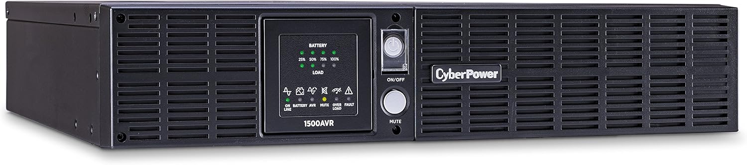 CyberPower CPS1500AVR Smart App LCD UPS System, 1500VA/900W, 8 Outlets, AVR, 2U Rack/Tower,Black