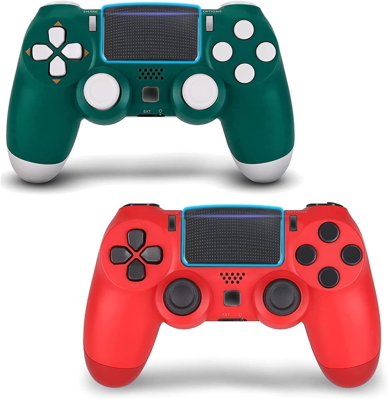 AUGEX 2 Pack Game Controllers Compatible for PS4,Wireless Controller Work with Playstation 4 Console;AUGEX Remote Control with Two Motors Game Joystick (Green Yellow) Pack of 2