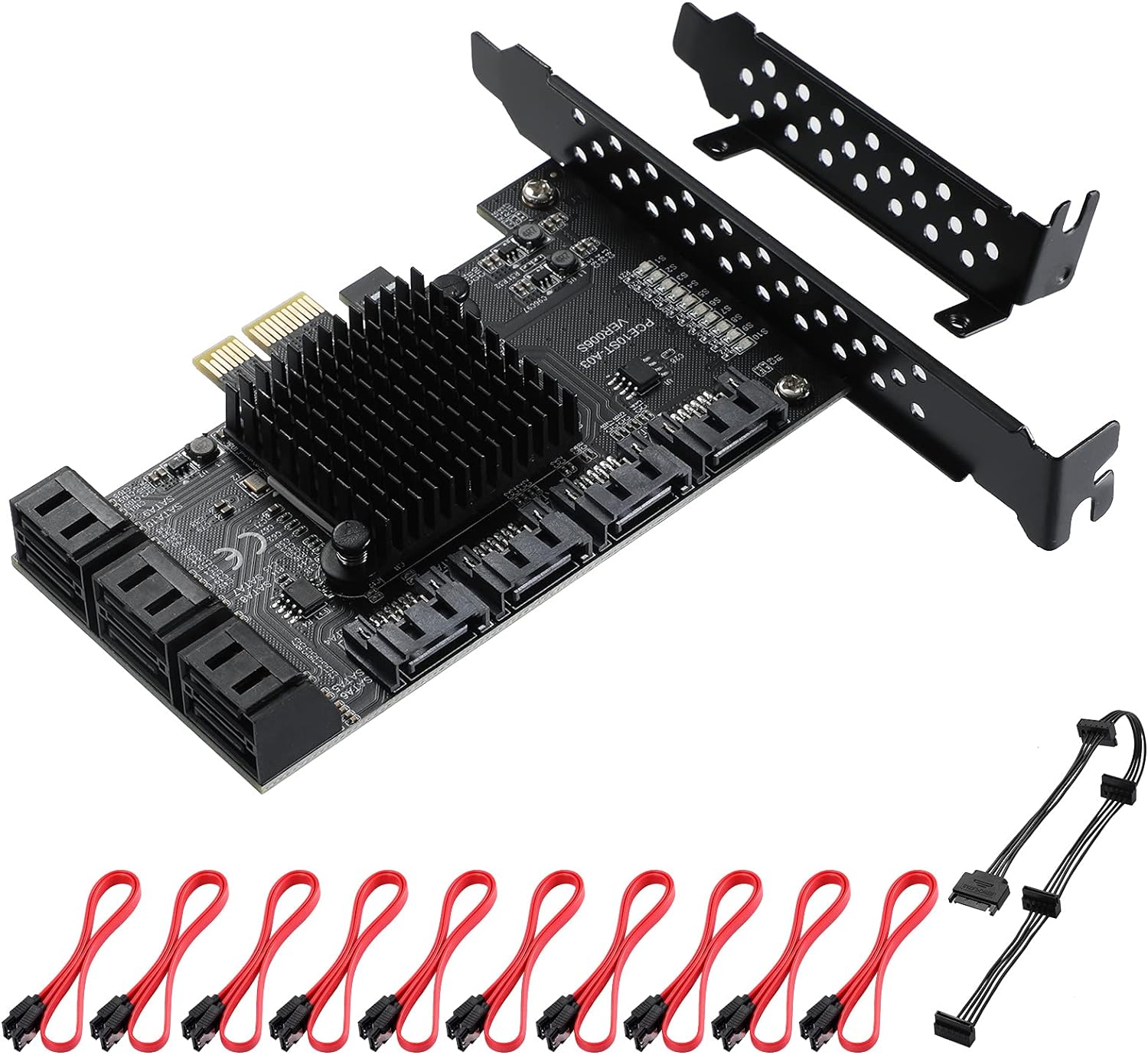 MZHOU PCIe 6 SATA 4X Card, with 6 SATA Cables and Low Profile Bracket, 6 Gb/s SATA Controller PCIe Card, Built-in Adapter Converter for Desktop PC （Support 6 SATA 3.0 Devices） Pack of 2