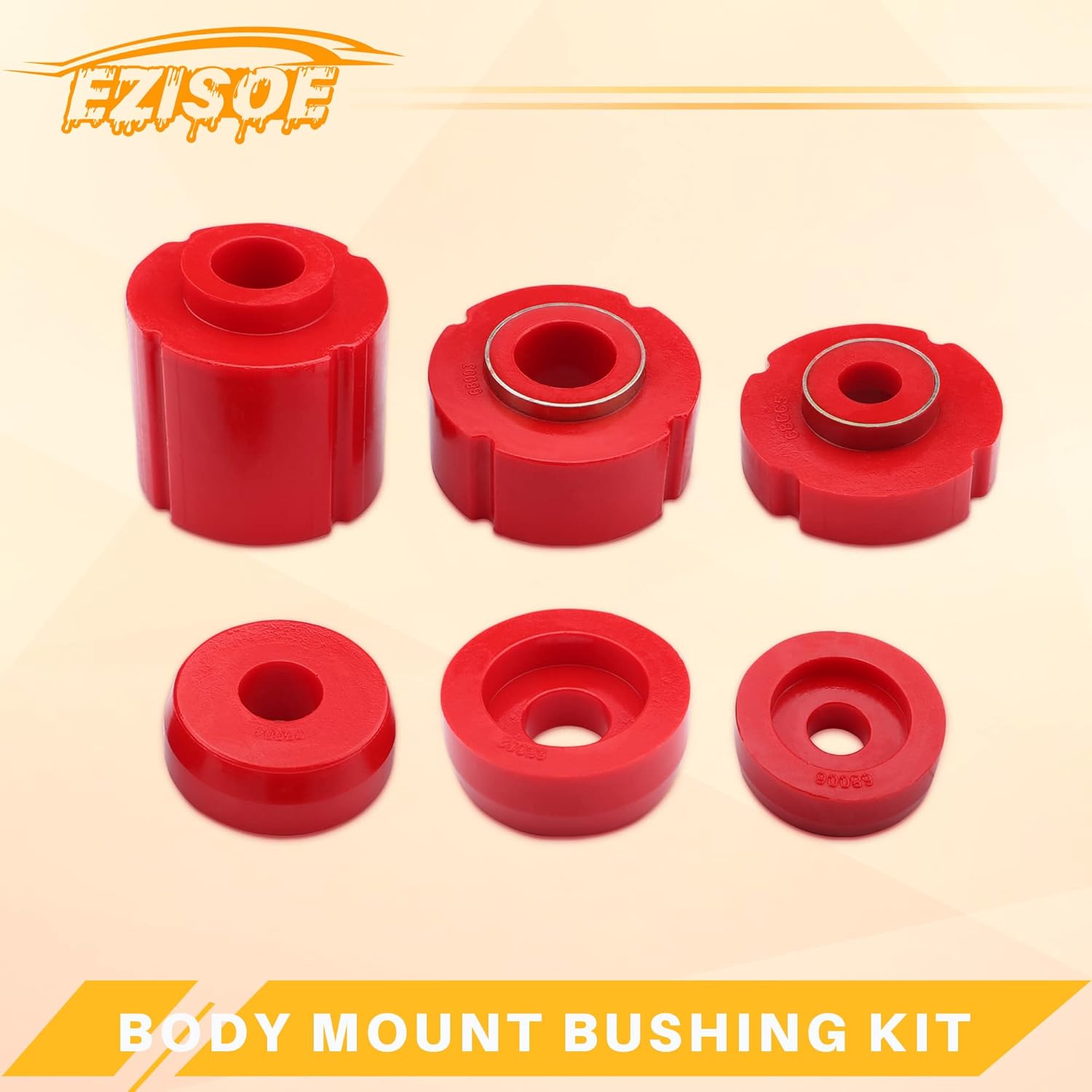 EZISOE Body Mount Bushings Kit Compatible with 1980-1996 F150 F250 F350 Red Polyurethane Bushings, 12pcs Pack of 2