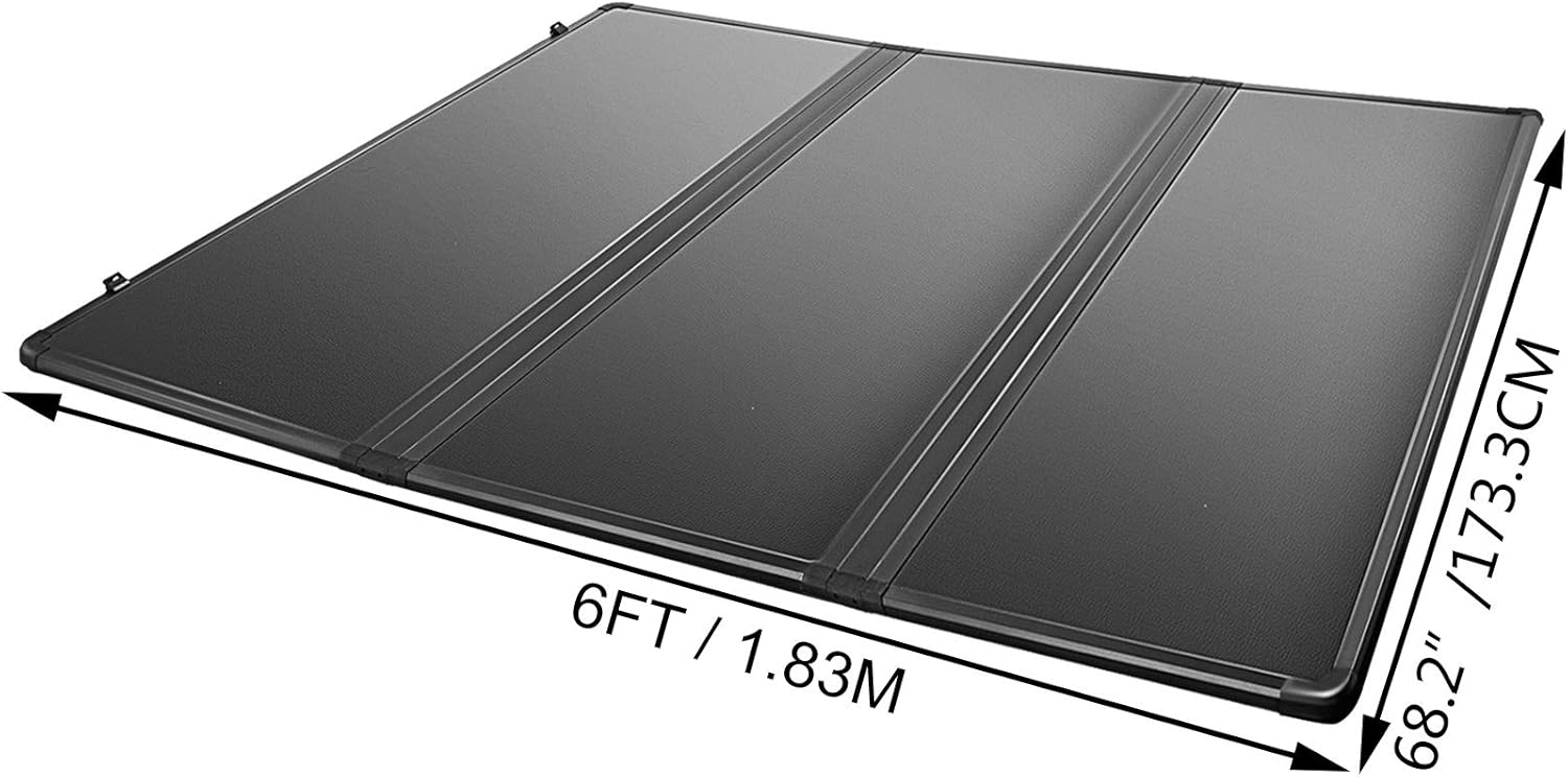 VEVOR Tri-Fold Hard Truck Bed Tonneau Cover fit for Chevy Silverado, GMC Sierra 1500, 2014-2021(6 Feet Bed)