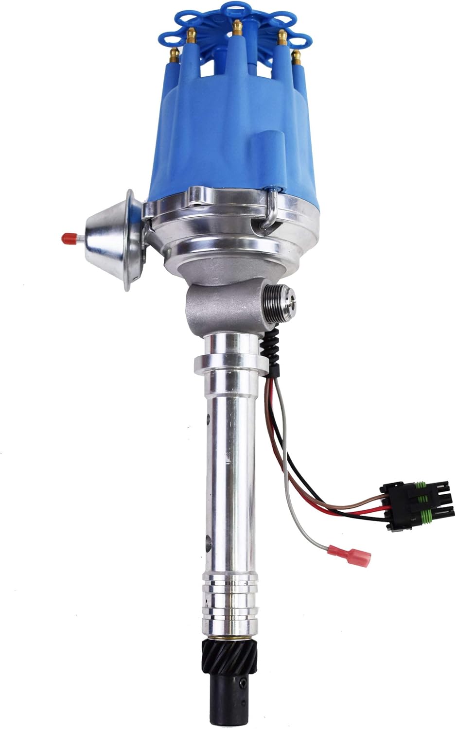 A-Team Performance Pro Series Ready to Run R2R Distributor Compatible With Chevy Corvette SB/BB, Tach Drive, 262 265 267 283 302 305 307 327 350 400 396 402 454 V8 Engine, Blue Female Cap