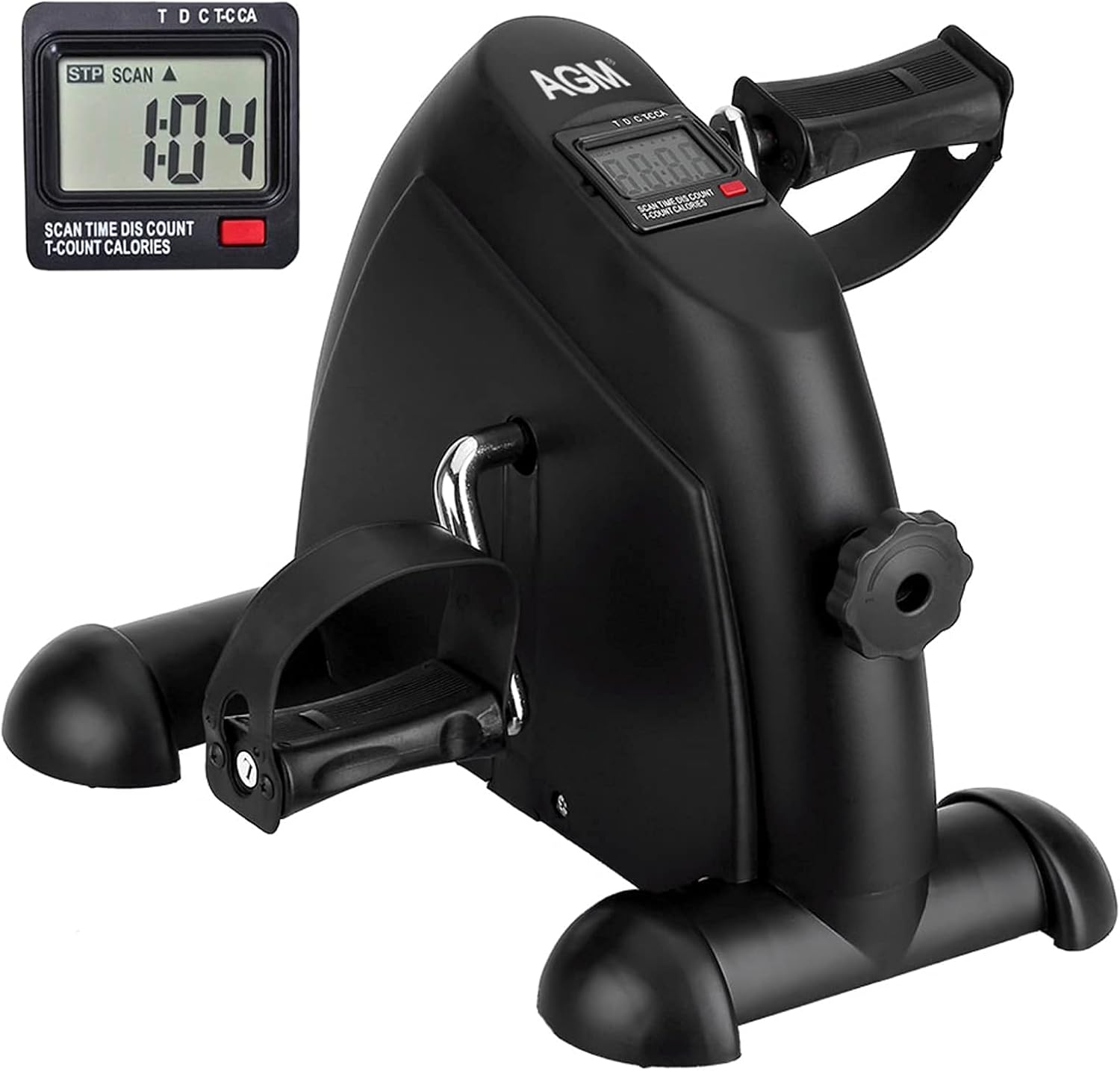 Mini Exercise Bike, AGM Under Desk Bike Pedal Exerciser Foot Cycle Arm & Leg Pedal Exerciser with LCD Screen Displays Pack of 2