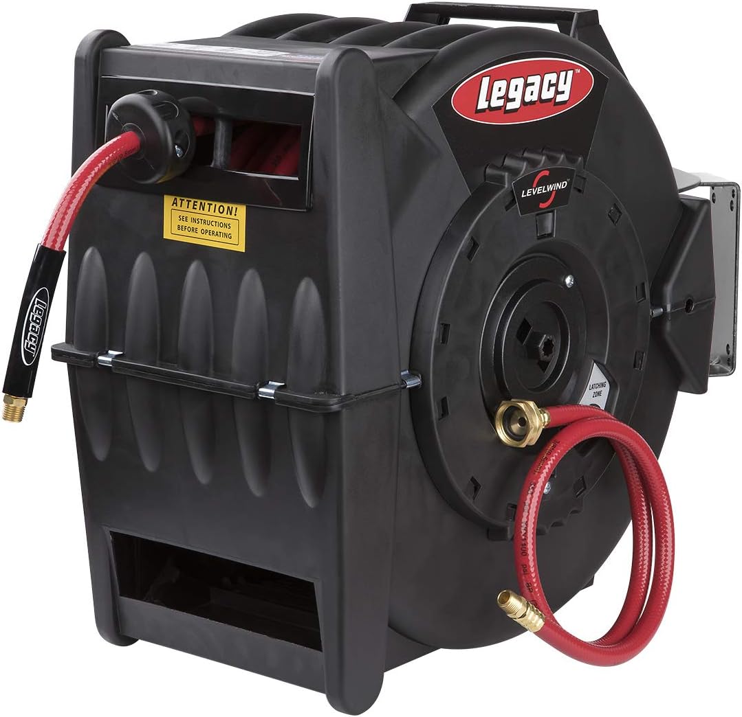 Legacy Levelwind Retractable Air Hose Reel, 3/8 in. x 100 ft, PVC - L8310