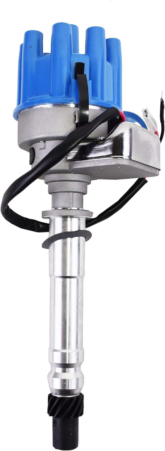 A-Team Performance - R2R Ready 2 Run Complete Distributor - Compatible with Chevrolet GM Small Block Big Block Chevy SBC BBC 283 305 307 327 350 400 396 427 454 Two-Wire Installation Blue Female Cap