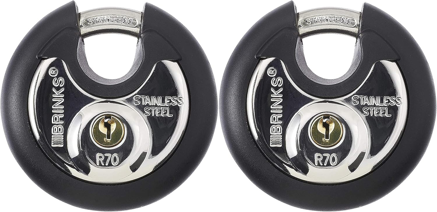 Brinks 673-70001 Commercial Discus Lock with Stainless Steel Shackle, 2 Pack Pack of 2