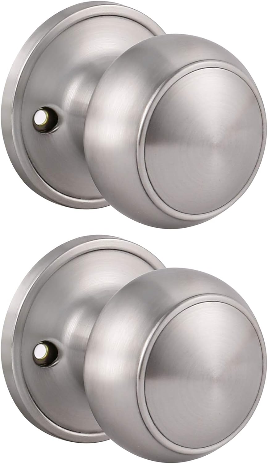 6 Pack Knobonly Stainless Steel Flat Ball Door Knob Brushed Nickel Finish (Key Alike Entry Door Handles) Pack of 2