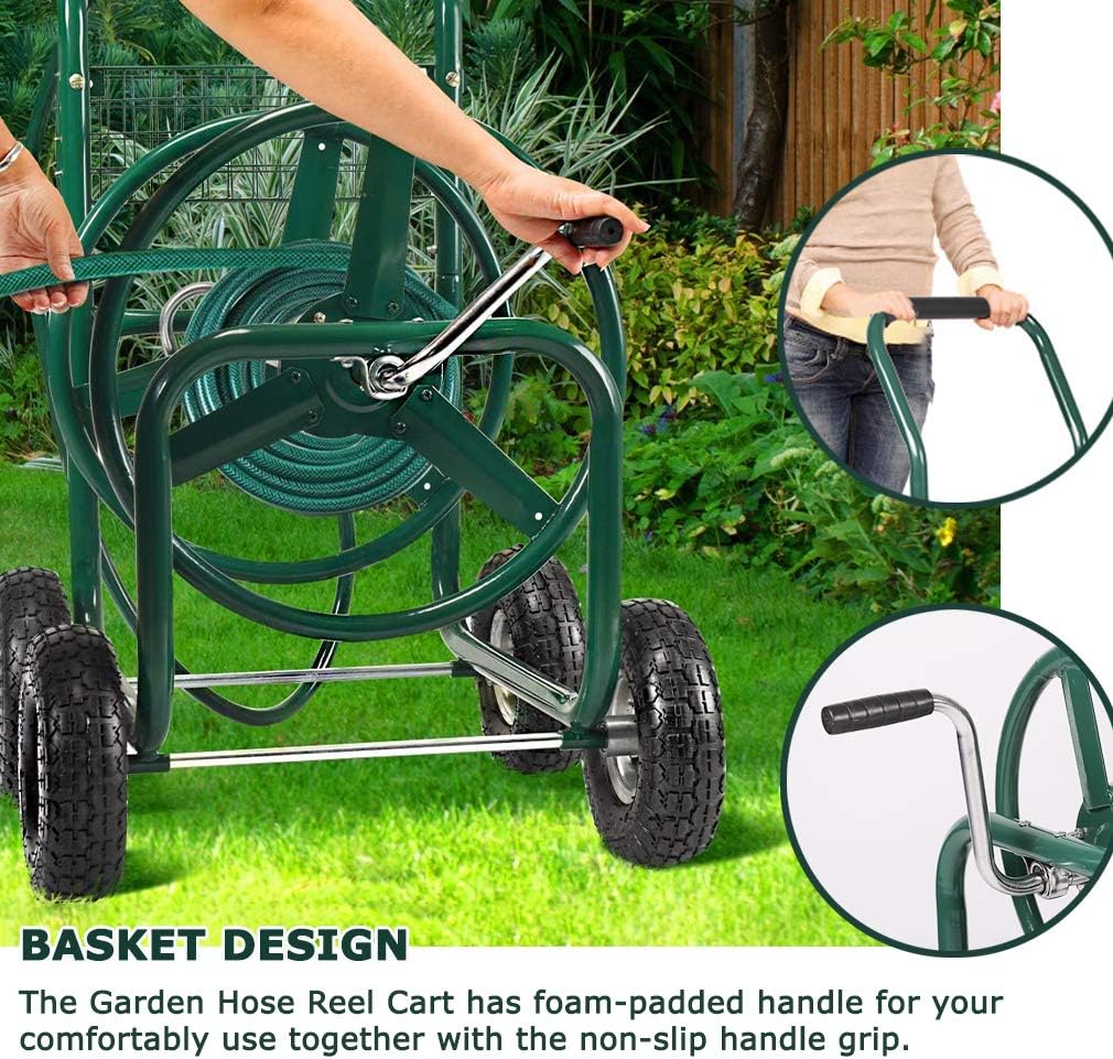 PayLessHere Garden Water Hose Reel Cart Garden Cart with Heavy Duty 300FT Hose Yard Water Planting