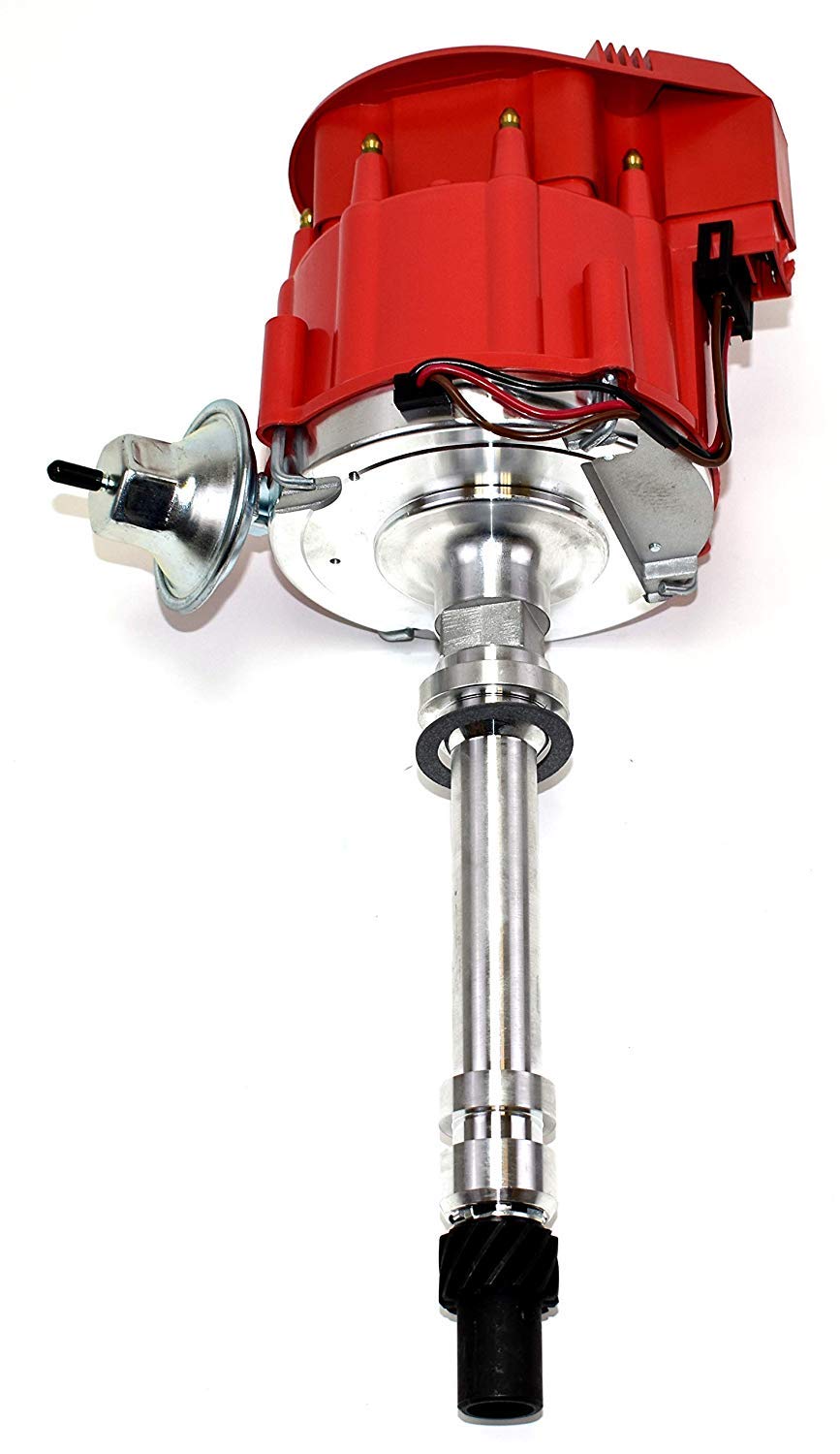 A-Team Performance - HEI Distributor with Spark Plug Wires and HEI Pigtail Harness Complete Kit - Compatible with Chevrolet Chevy GM GMC Big Block Chevy BBC 396 427 Red Super Cap