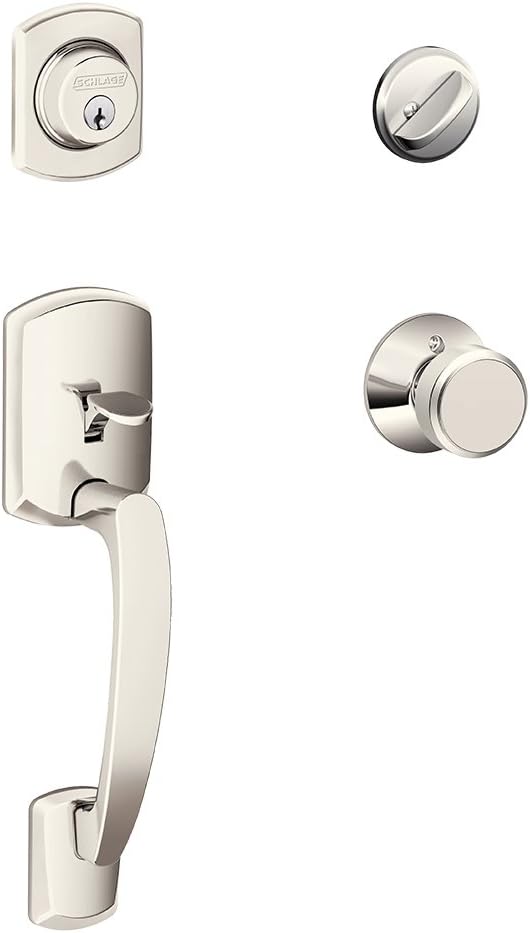 SCHLAGE Greenwich Single Cylinder Handleset and Broadway Lever, Matte Black (F60 GRW 622 BRW GRW)