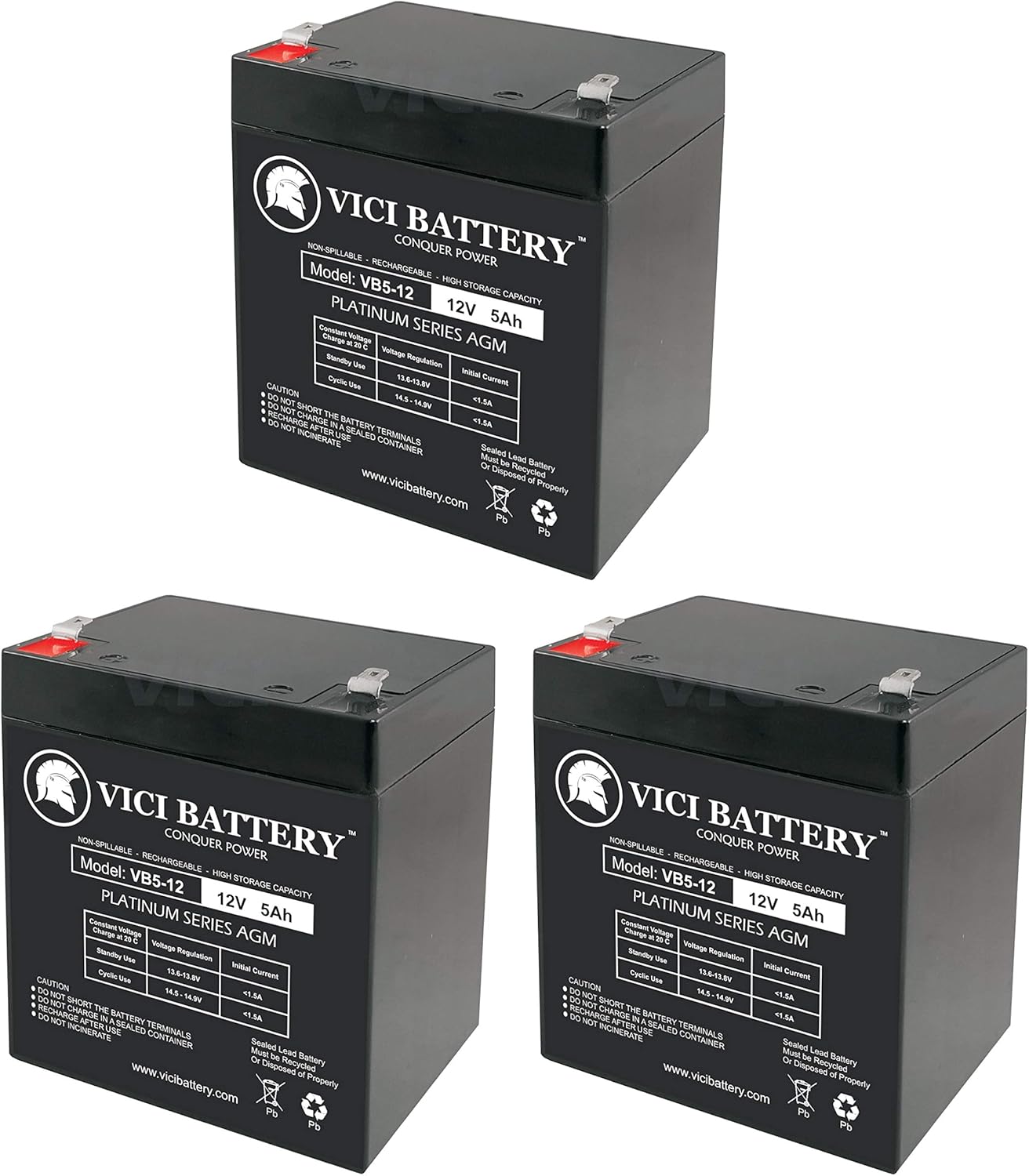 12V 5AH SLA Battery for Lawn and Garden Tool - 3 Pack - VICI Battery Brand Product Pack of 2