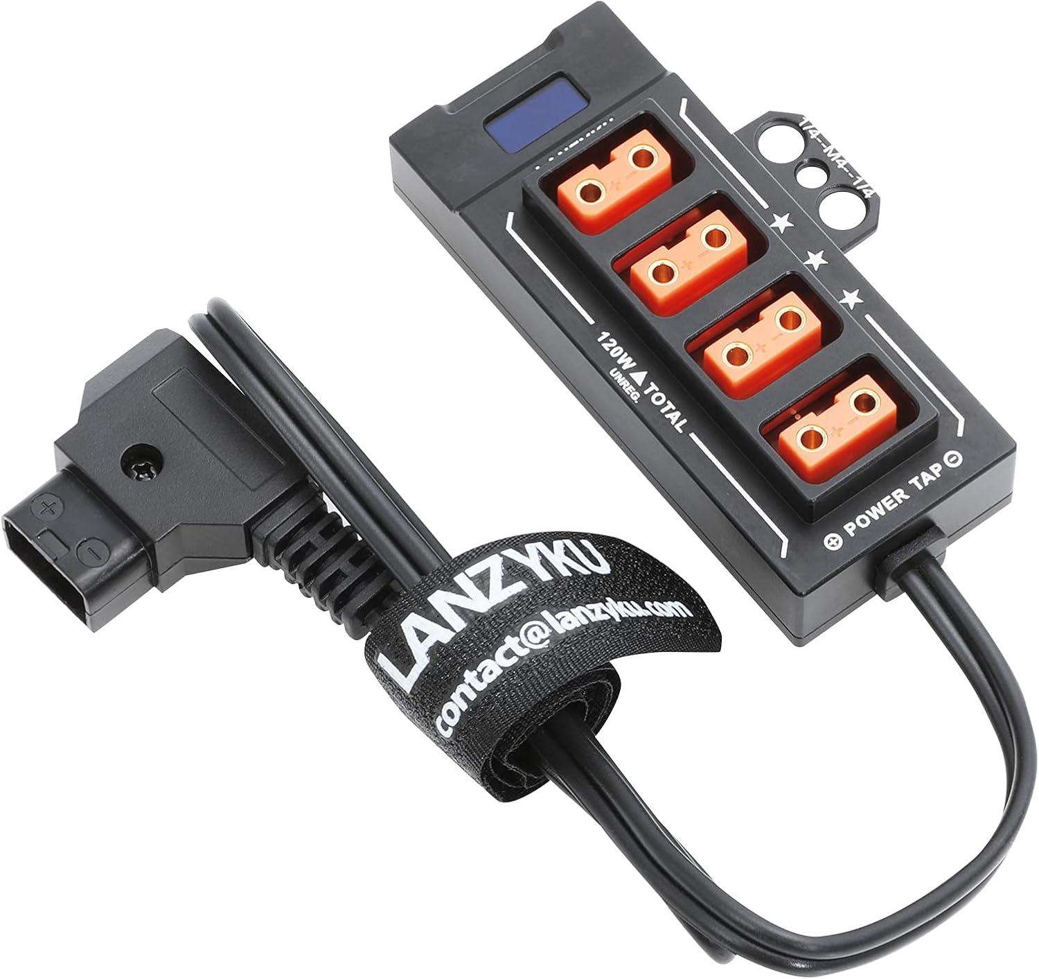 Hot-swap Metal OLED P-Tap D-Tap Splitter with Voltage and Amps Display, Compact 1x4 P-Tap Splitter, Aluminum Alloy with 1/4