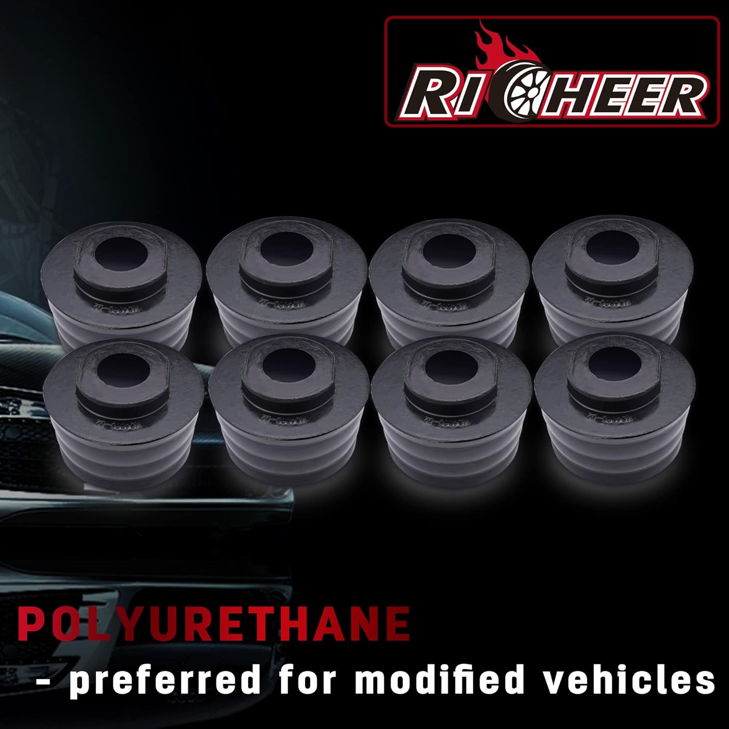 Richeer KF04060BK 2008-2016 F250 F350 Super Duty 2WD 4WD Body Mount Bushing Kit Polyurethane Body Cab Mounts 18pcs Pack of 2