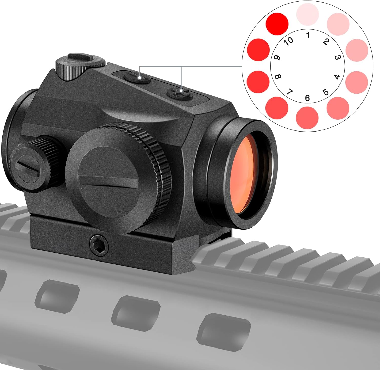 CVLIFE 2 MOA Red Dot Sight Auto On & Off 1x20mm Compact Motion Awake Reflex Sight with Flip Lens Covers, Low Profile and Absolute Co-Witness Mount, Black Pack of 2