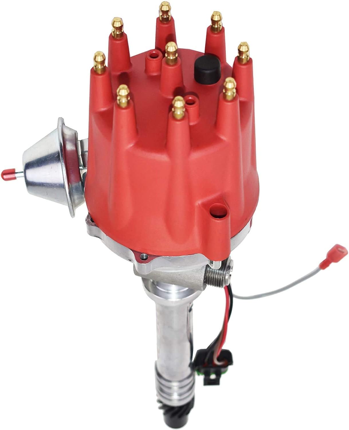 A-Team Performance Pro Series R2R Distributor, 8.0mm Over the Valve Cover Spark Plug Wires, & 45K Volt Coil Compatible With Chevy Corvette SBC 262 283 302 305 307 327 350 383 400 Red