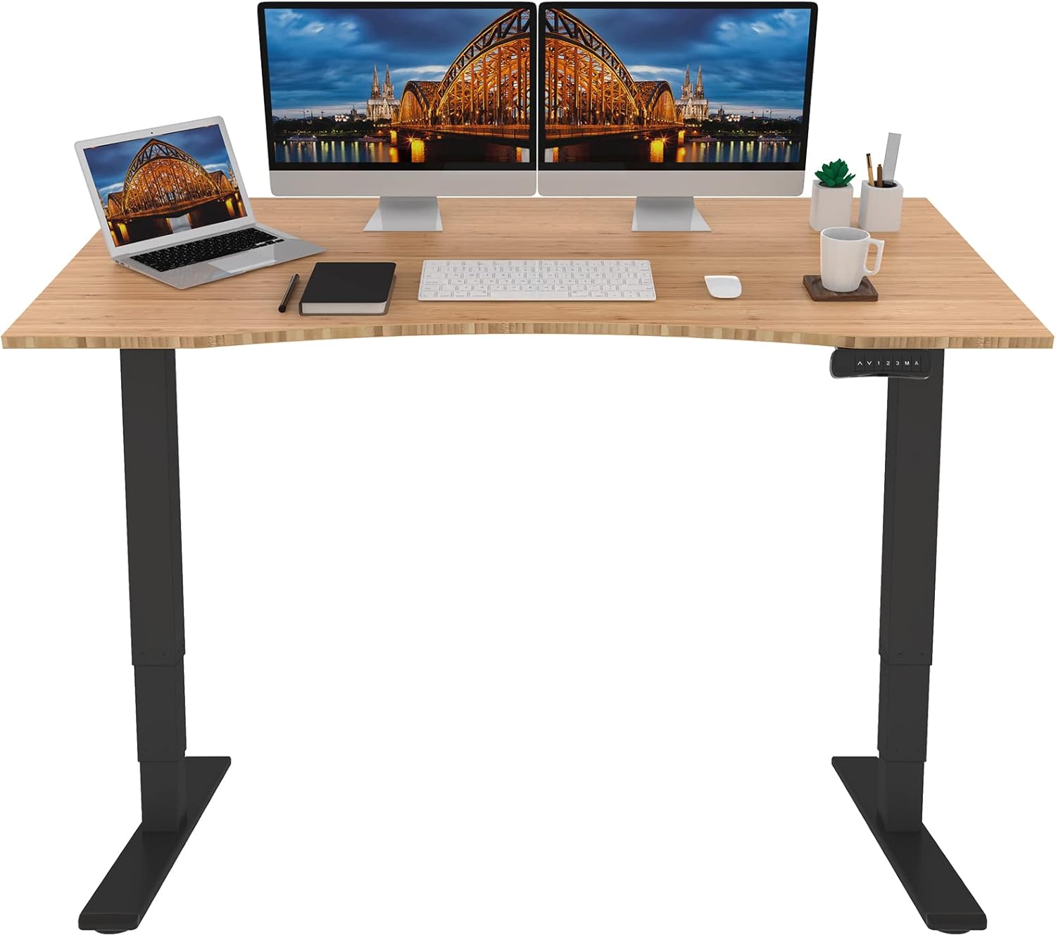 FLEXISPOT EC5 3 Stages Dual Motor Electric Standing Desk 48x30 Inches Whole-Piece Desk Board Height Adjustable Desk Electric Stand Up Desk Sit Stand Desk(White Frame + White Desktop)