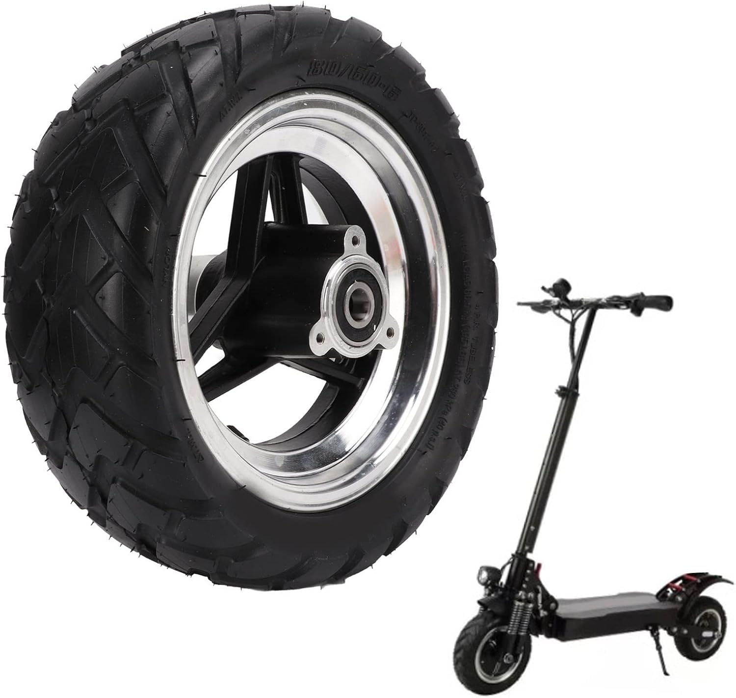 Shanrya 80/60‑6 Electric Scooter Vacuum Tyre, Electrical Insulation Resistance Wear Resistant 80/60‑6 Tires for Electric Scooter Pack of 2