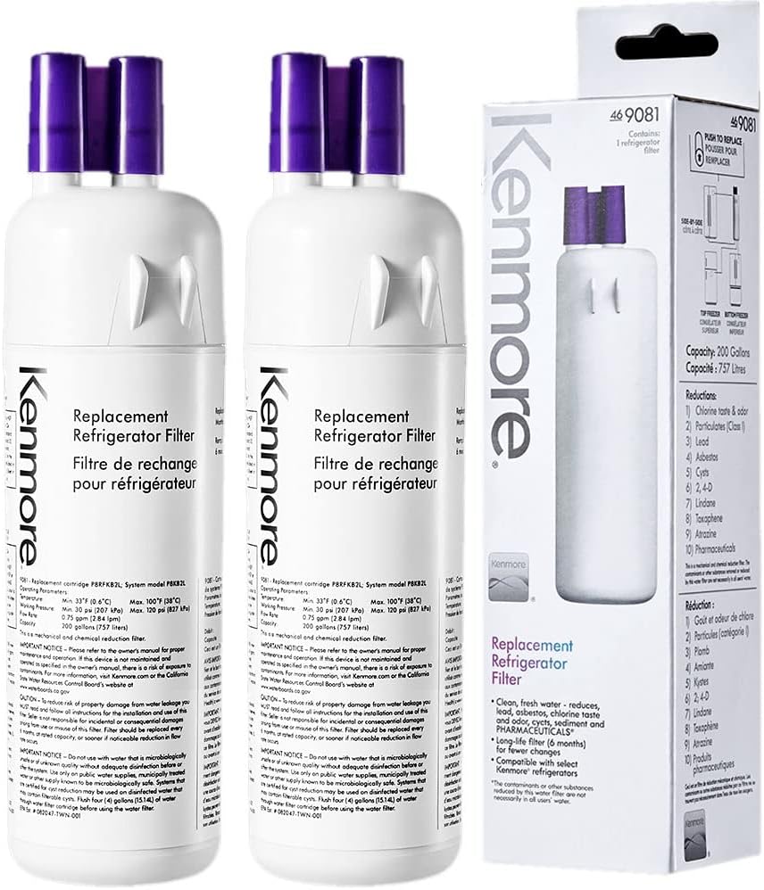 46/9081 46/9930 W10295370A Water F ilter Replacement for Kenmore 9081, Kenmore 9930, W10295370, Filter1, P4RFWB, Compatible with EDR1RXD1, P4RFWB, Replacement Model: 46-9081, 2 Pack Pack of 2