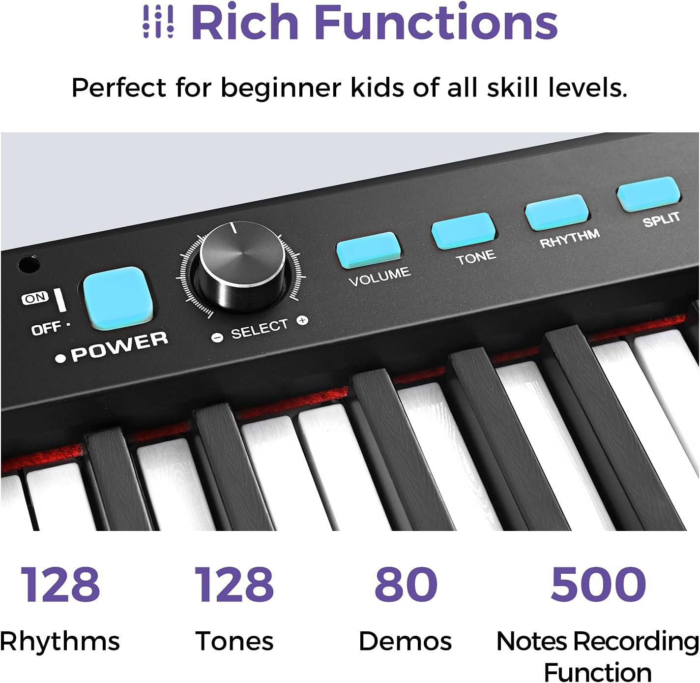 Starfavor 88-Key Beginner Electronic Keyboard Piano with Semi-Weighted Keys, X-Stand, Sustain Pedal, Power Supply, Carrying Case, Electric Keyboard SEK-88A