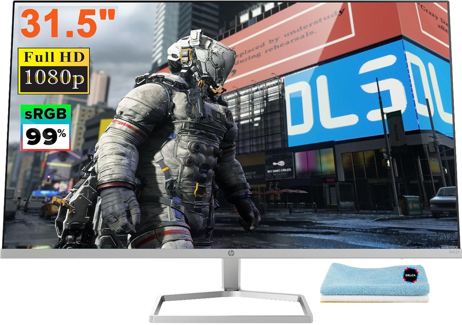 HP 31.5 Monitor I 31.5 inch Full HD (1920 x 1080) 75Hz Refresh Rate Display I 7ms Response time I 99% sRGB Color Gamut I 350 nits Brightness I AMD FreeSync I HP Eye Ease I HDMI VGA + Cleaning Cloth