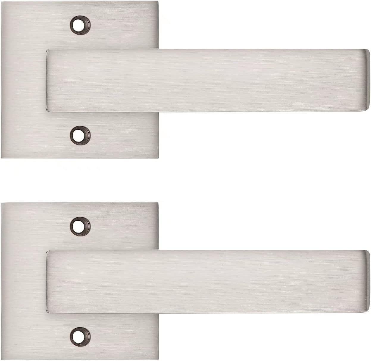 10 Pack Probrico Square Door Lever Door Lock Handle Lockset Keyless Doorknobs Passage Knobs Lockset Interior Hallway Passage Closet in Satin Nickel