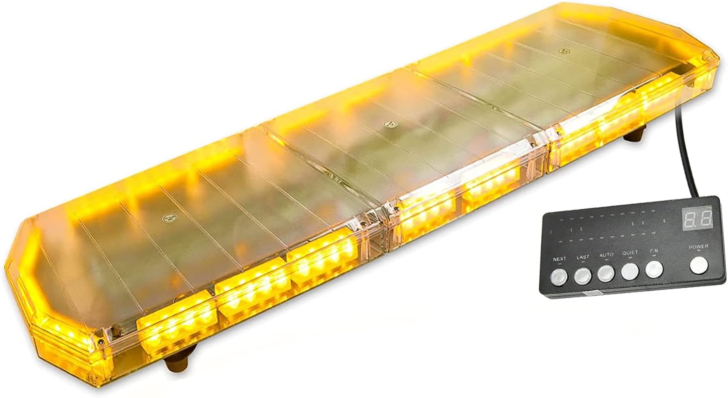 V-SEK 48’’ Amber Traffic Advisor Light Bar 88 LED Waterproof Strobe Lights Led Safety Emergency Hazard Warning Strobe Roof Top Flashing Light Bar for Tow Truck Construction Vehicle (Yellow,DC 12-24V)