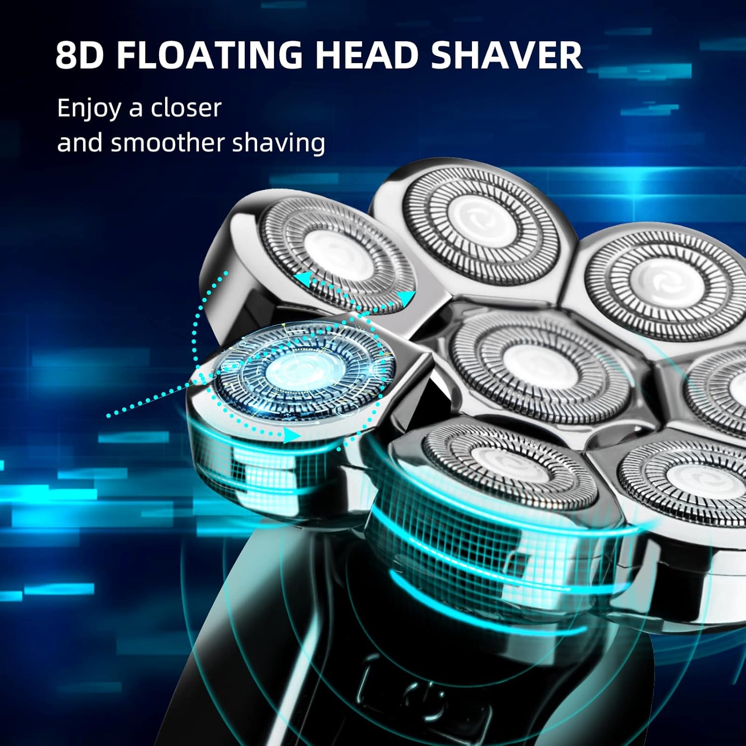 Swiftion Upgrade Electric 8D Head Shaver for Men, 5 in 1 Rechargeable & Cordless Electric Razor with Floating Head, IP65 Waterproof Rotary Shaver Grooming Kit Pack of 2