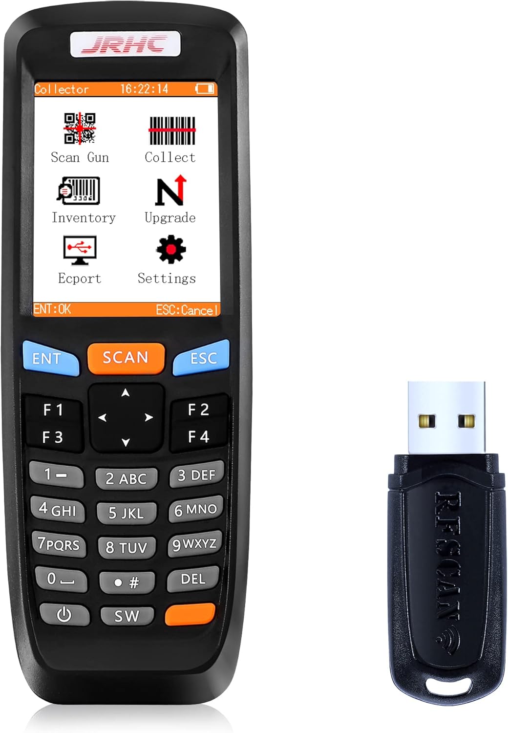 Wireless Barcode Scanner,JRHC Inventory Scanner 1D Data Collector Portable with TFT Color 2.8 Inch LCD Screen Bar Code Cordless for Store,Supermarket,Warehouse,Library,Medical,Banks,Logistics Pack of 2