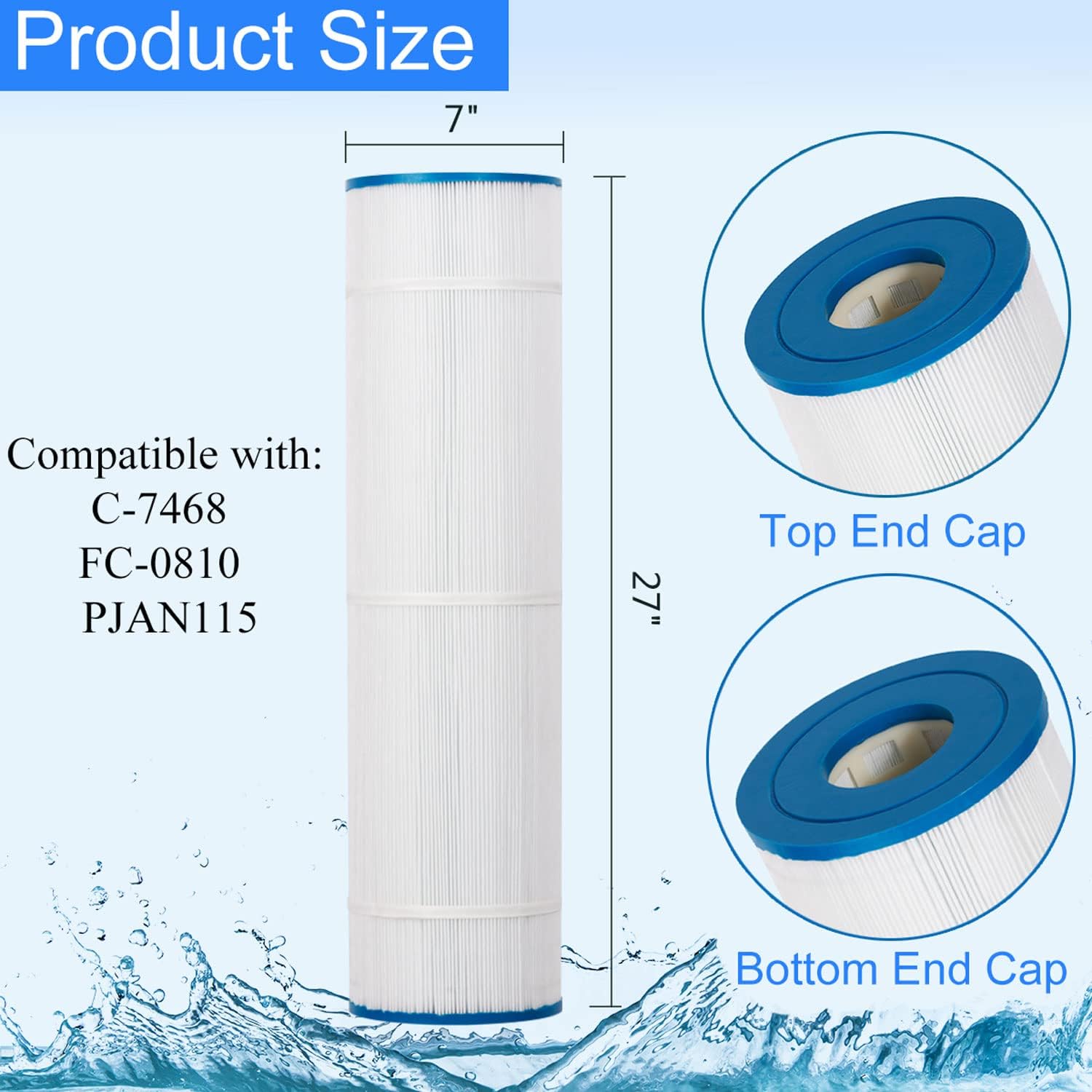 HANXER C-7468 Pool and Spa Filter Cartridge Replacement for PJAN115, CL460, Filbur FC-0810, R0554600, Jandy CV460, A0558000, XLS-705, Darlly 70852 115 Sq.Ft Filter Cartridge 4 Pack