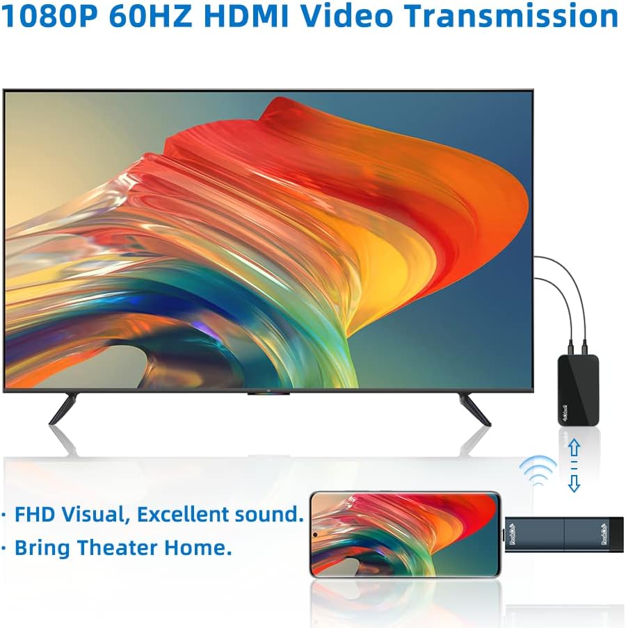 PeakDo HDMI Wireless Transmitter and Receiver, 0 Latency (Line of Sight) Wireless HDMI Extender, 1080P@60Hz Video Transmitter and Receiver for TV or Projector Screen