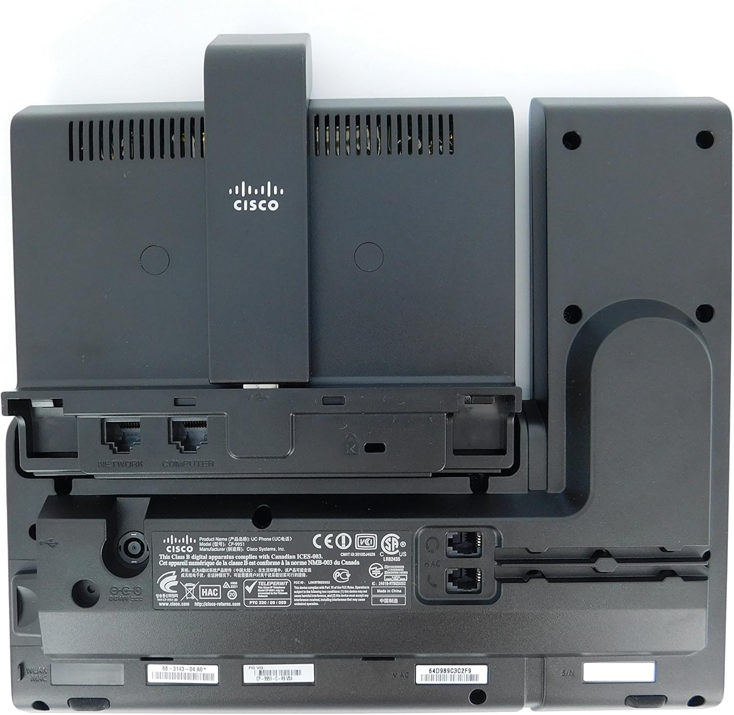 Cisco CP-9951-CL-CAM-K9 Unified IP Endpoint Slimline Handset Phone with Camera Charcoal (Certified Refurbished) (Power Supply Not Included)