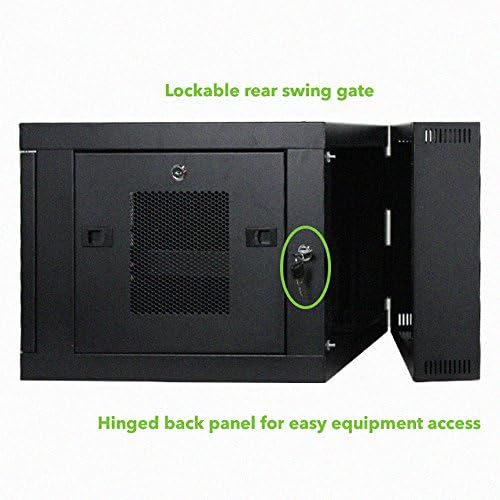 NavePoint 6U Wall-Mount Network Cabinet Enclosure, 450mm Depth, Hinged Back, Swing Gate Server Cabinet, Locks, Pre-Assembled, Perforated Front Door, 1 x L Brackets, Cable Management
