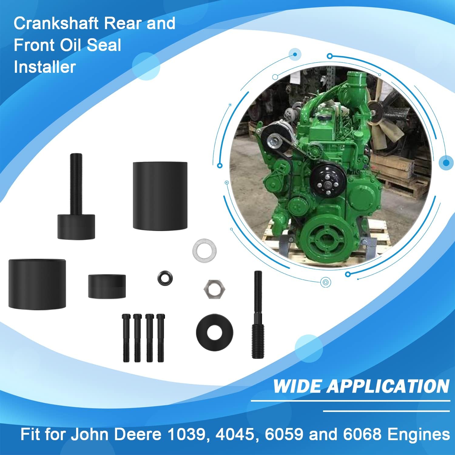 Bonbo Crankshaft Rear & Front Crank Seal Installer Kit Alternative to JDG954B Fit for John Deere 1039, 4045, 6059 and 6068 Engines
